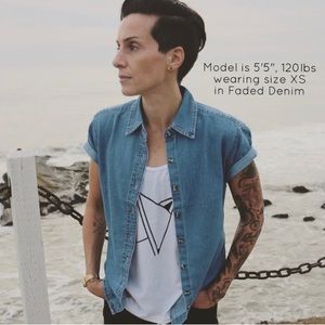 Androgynous Fox Denim Fox Button-Up